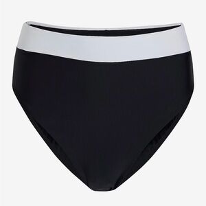Express Black and White High Waisted Color Block Swim Bottom